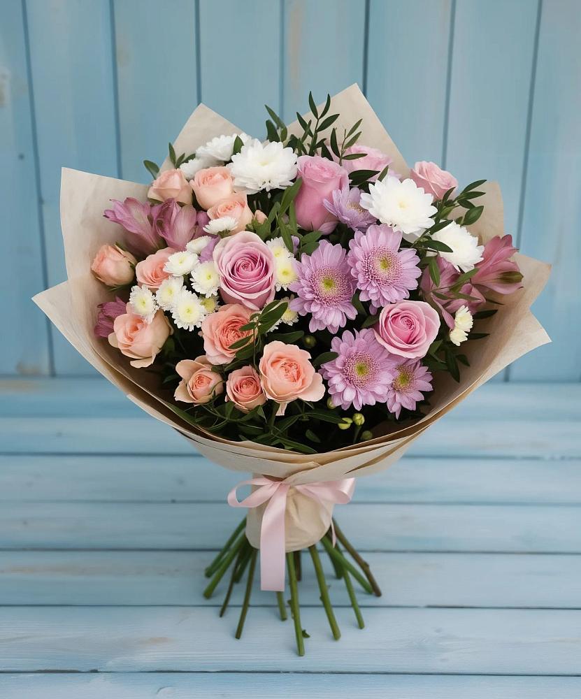 Букет цветов из: Хризантемы, Розы и Альстромерии в Радице-Крыловке