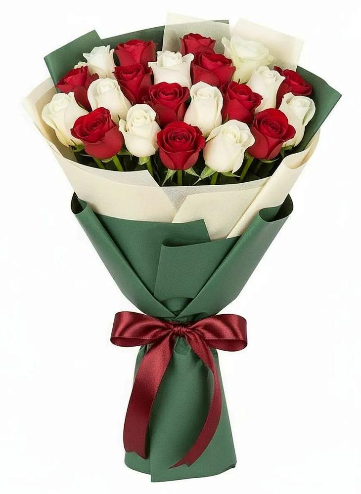 Букет Микс из красных и белых роз в Радице-Крыловке