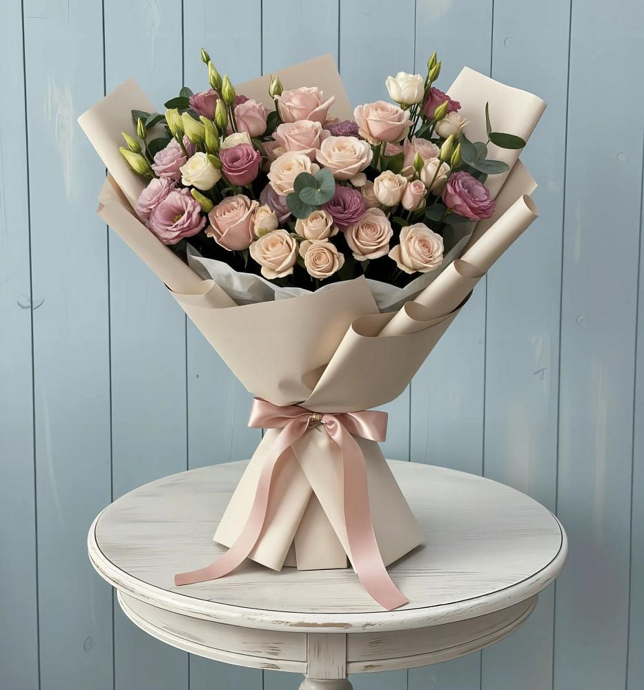 Букет цветов из: Розы и Лизиантусы в Радице-Крыловке