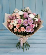 Букет цветов из:  Хризантемы, Розы и Альстромерии #REPLACE_PRED# Радице-Крыловке