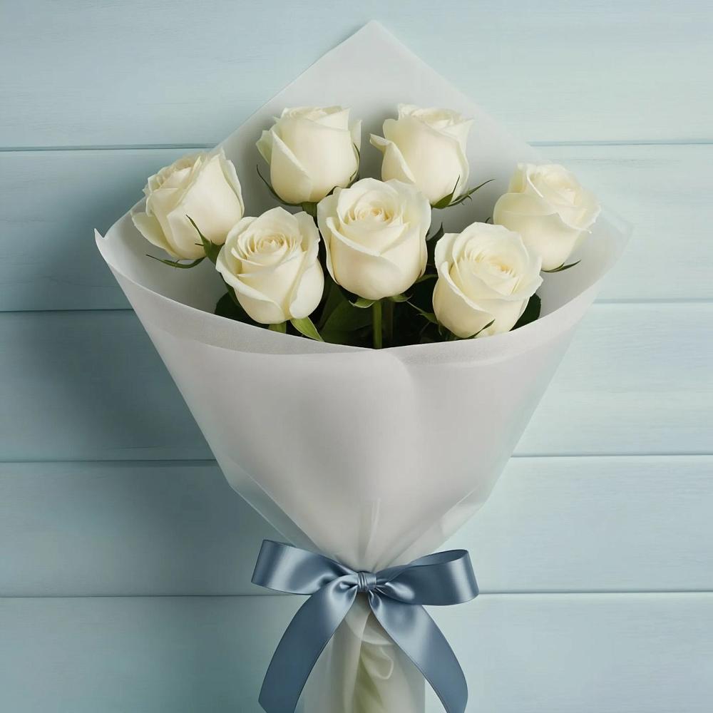 Букет 7 Белых роз Эдлесс Лав в Радице-Крыловке